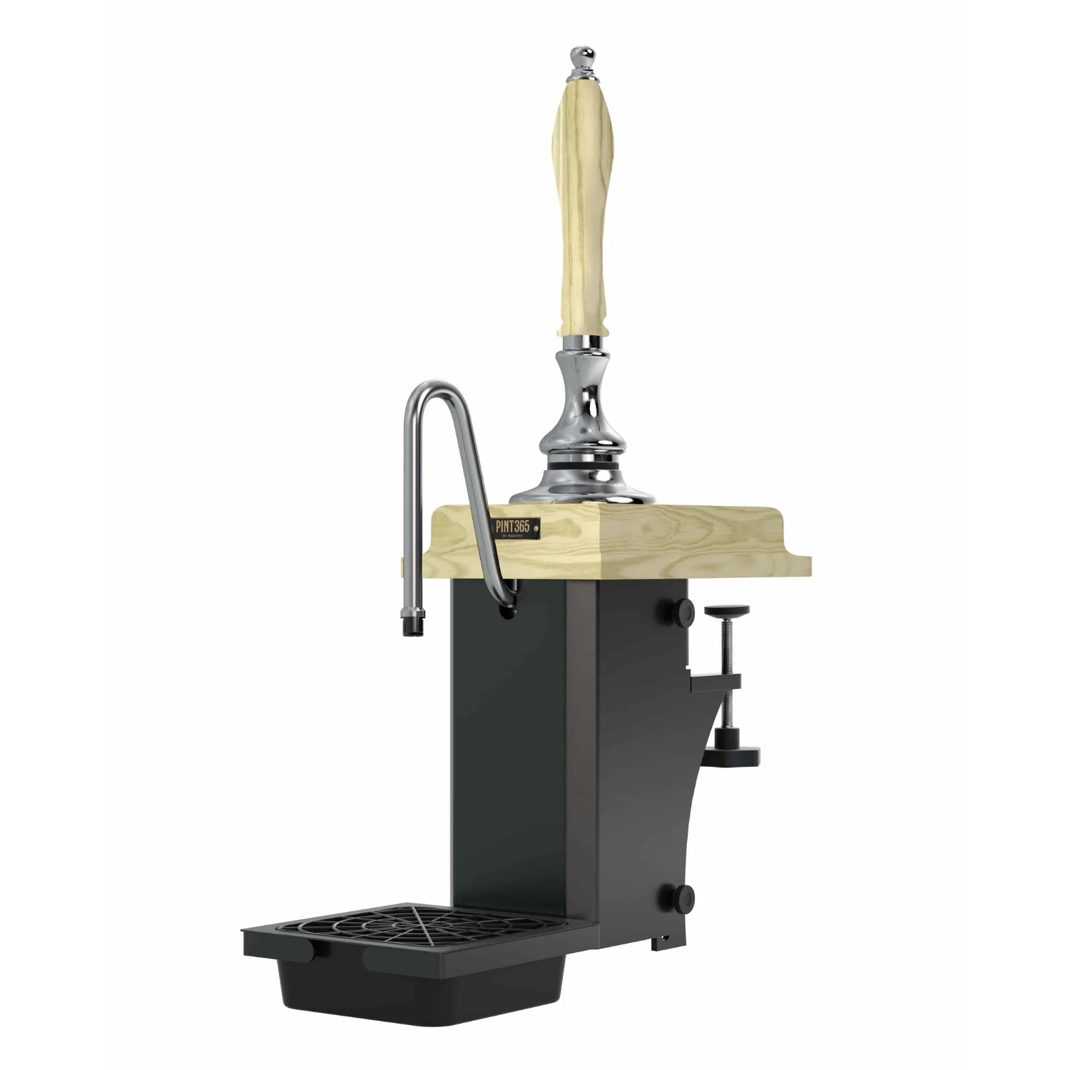 Cutout view of the Harry Mason Pint 365 Beer Pump featuring a chrome finish, self colour plinth and handle, combining traditional style with modern fittings.