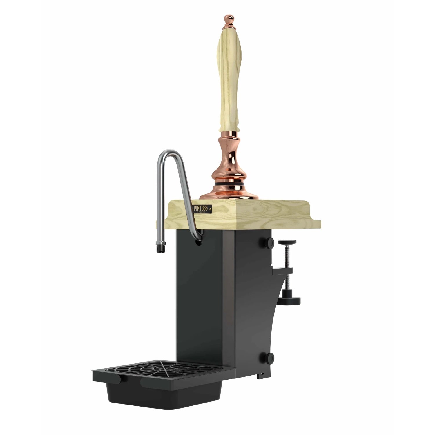 Cutout view of the Harry Mason Pint 365 Beer Pump featuring a copper finish, self colour plinth and handle, combining traditional style with modern fittings.