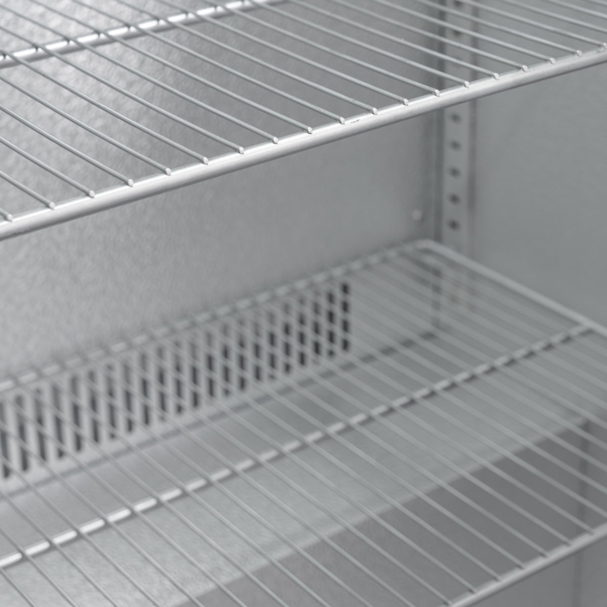 Interior view of Prodis Bottle Coolers Shelves, highlighting adjustable wire shelves and open layout for flexible bottle storage