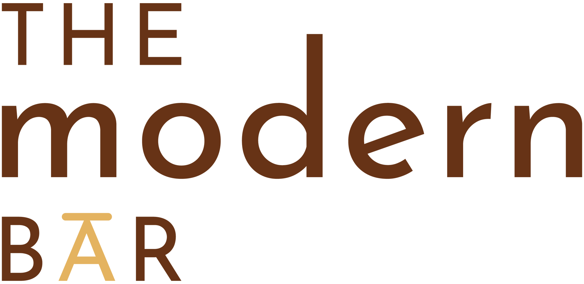 The Modern Bar desktop logo, brown lettering with a gold A representing a bar stool