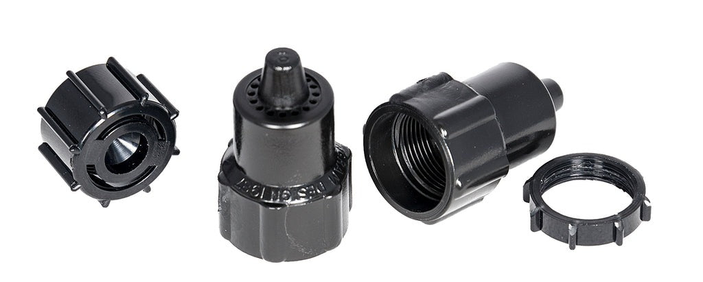 Beer pump sparkler set with adjustable nozzle, threaded fittings and locking ring designed to control flow and create a smooth creamy cask ale head.