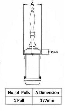 front dimensions of the Harry Mason Pint 365 Beer Pump.