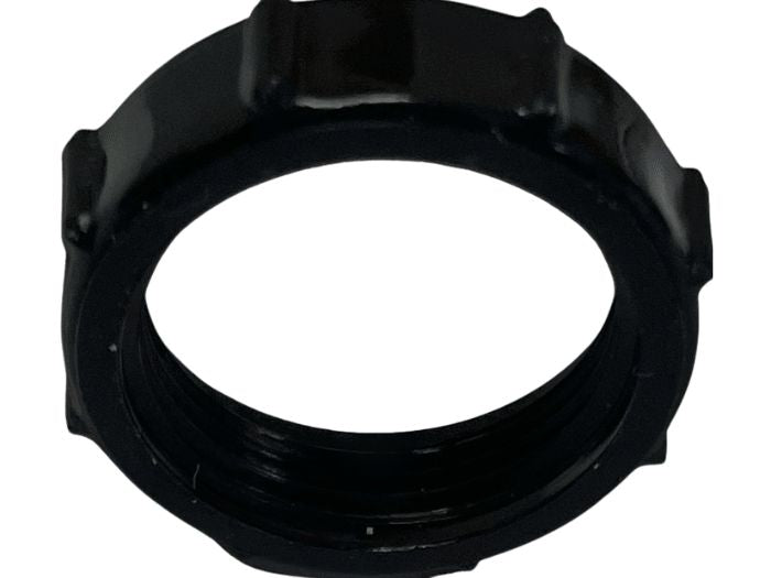 Black threaded locking ring for adjustable sparkler set used to secure the sparkler fitting onto beer hand pull spouts.