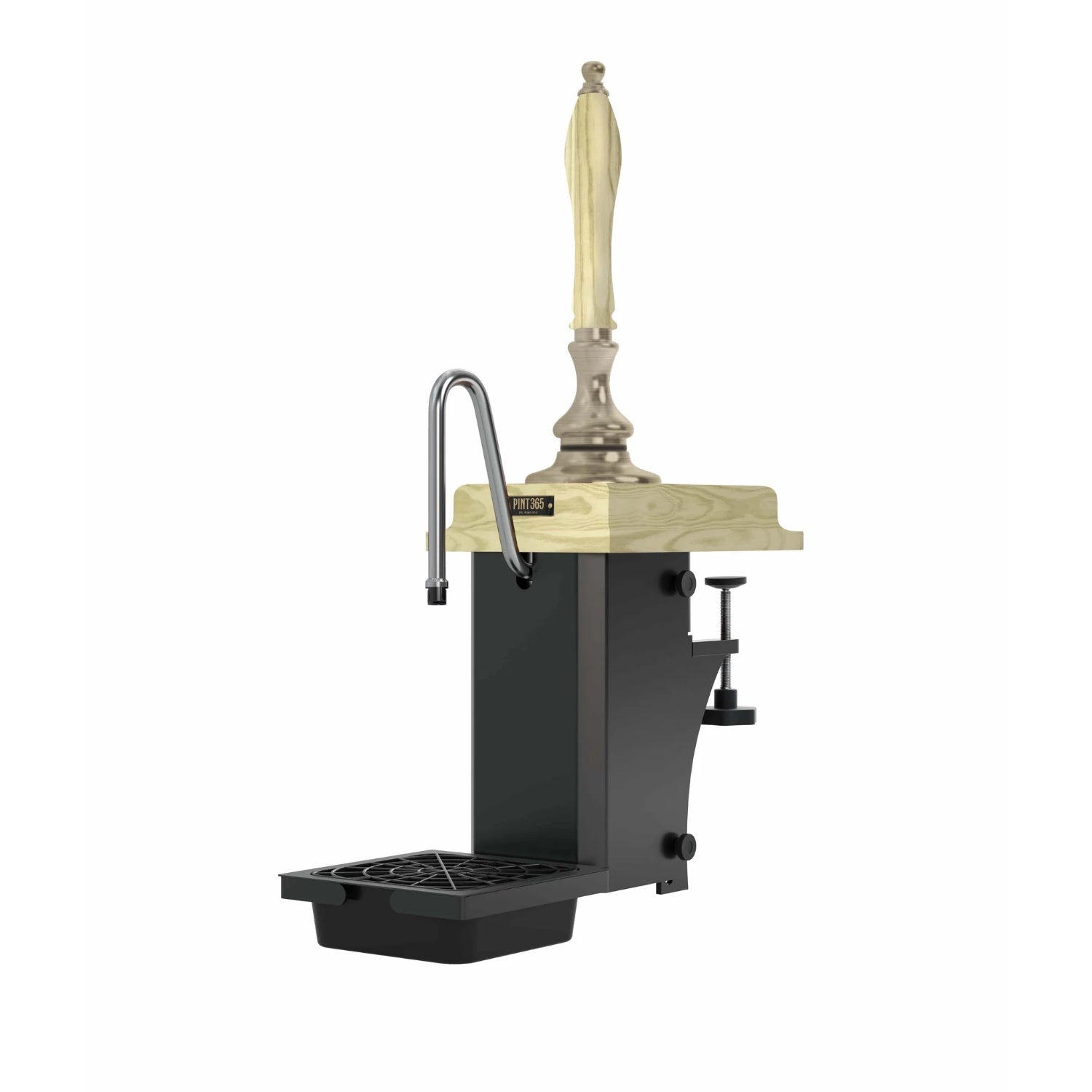 Cutout view of the Harry Mason Pint 365 Beer Pump featuring a antique brass finish, self colour plinth and handle, combining traditional style with modern fittings.