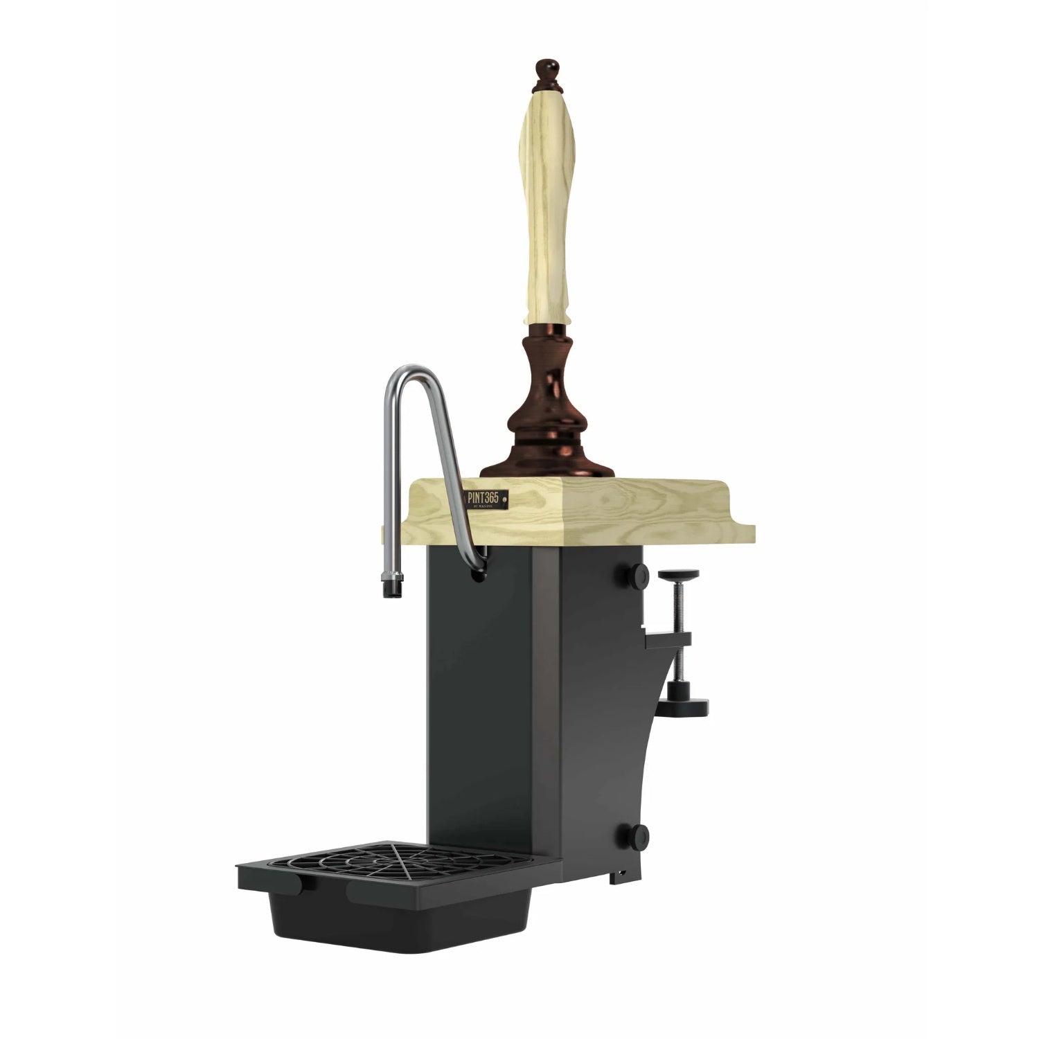 Cutout view of the Harry Mason Pint 365 Beer Pump featuring a antique copper finish, self colour plinth and handle, combining traditional style with modern fittings.